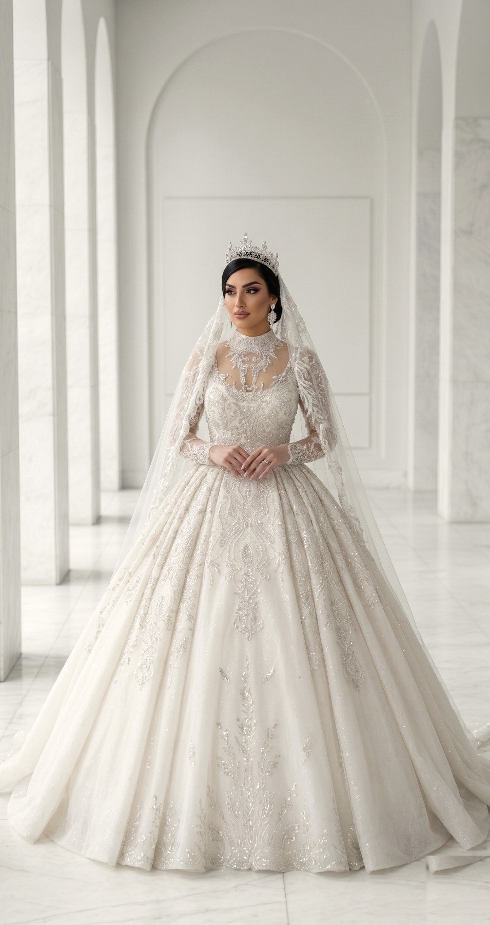 Robe de mariée champagne brodée