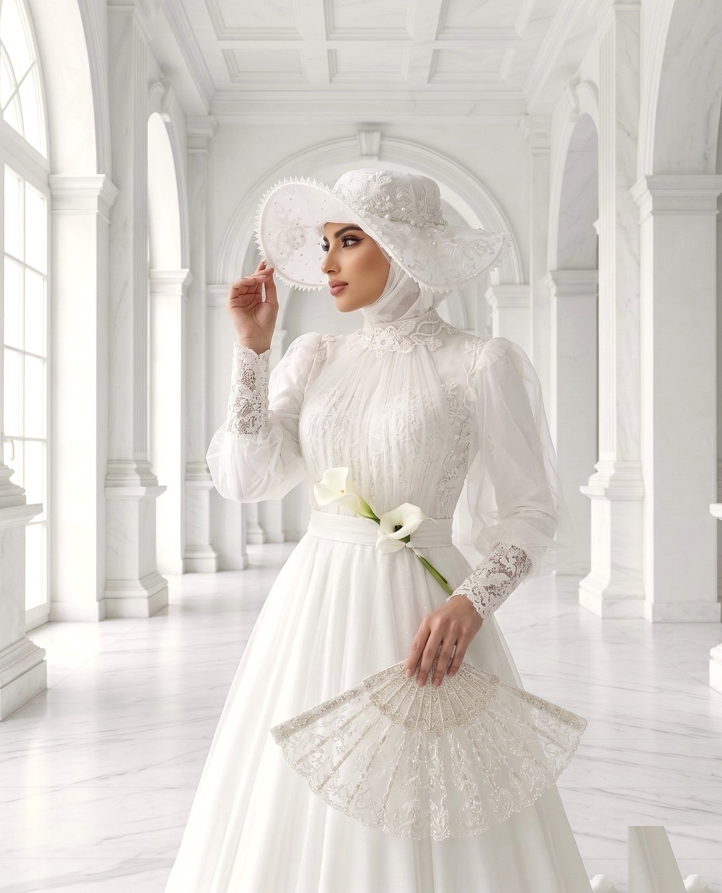 Robe de mariée hijab avec capeline