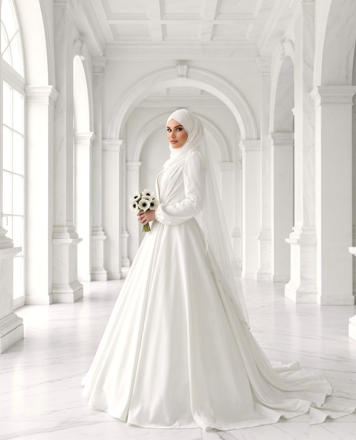 Robe de mariée hijab en satin